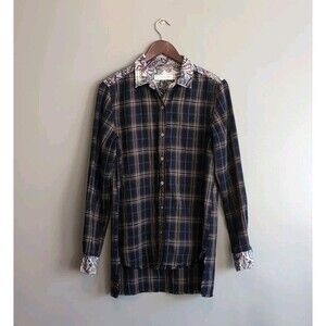 Artisan De Luxe Size Small Plaid Flannel Top Womens Button Up Shirt Paisley LS S